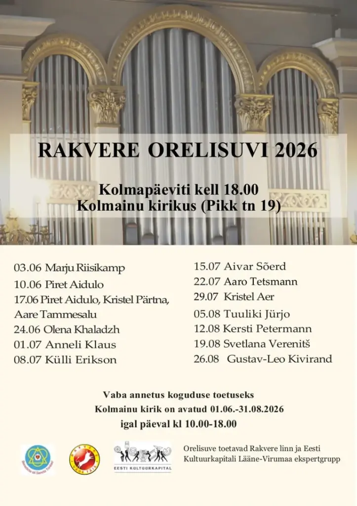 Külli Eriksoni orelipooltund Rakveres: sissepääs annetusega
