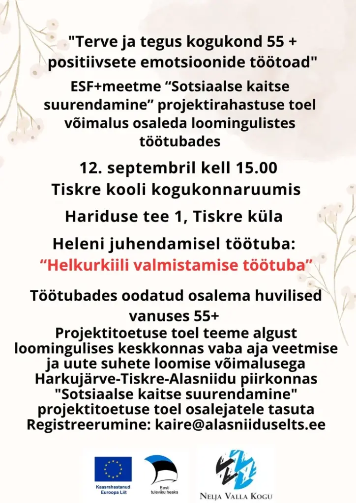 Harku 55+ helkurkiili töötuba toob käsitöö kogukonnaruumi